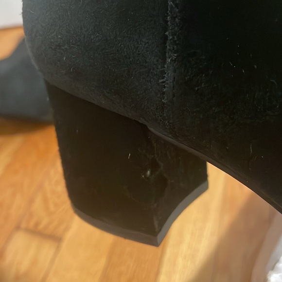 Beige and Black Franco Sarto Over kneew boots- black heel has slight fabric tear - Picture 5 of 5